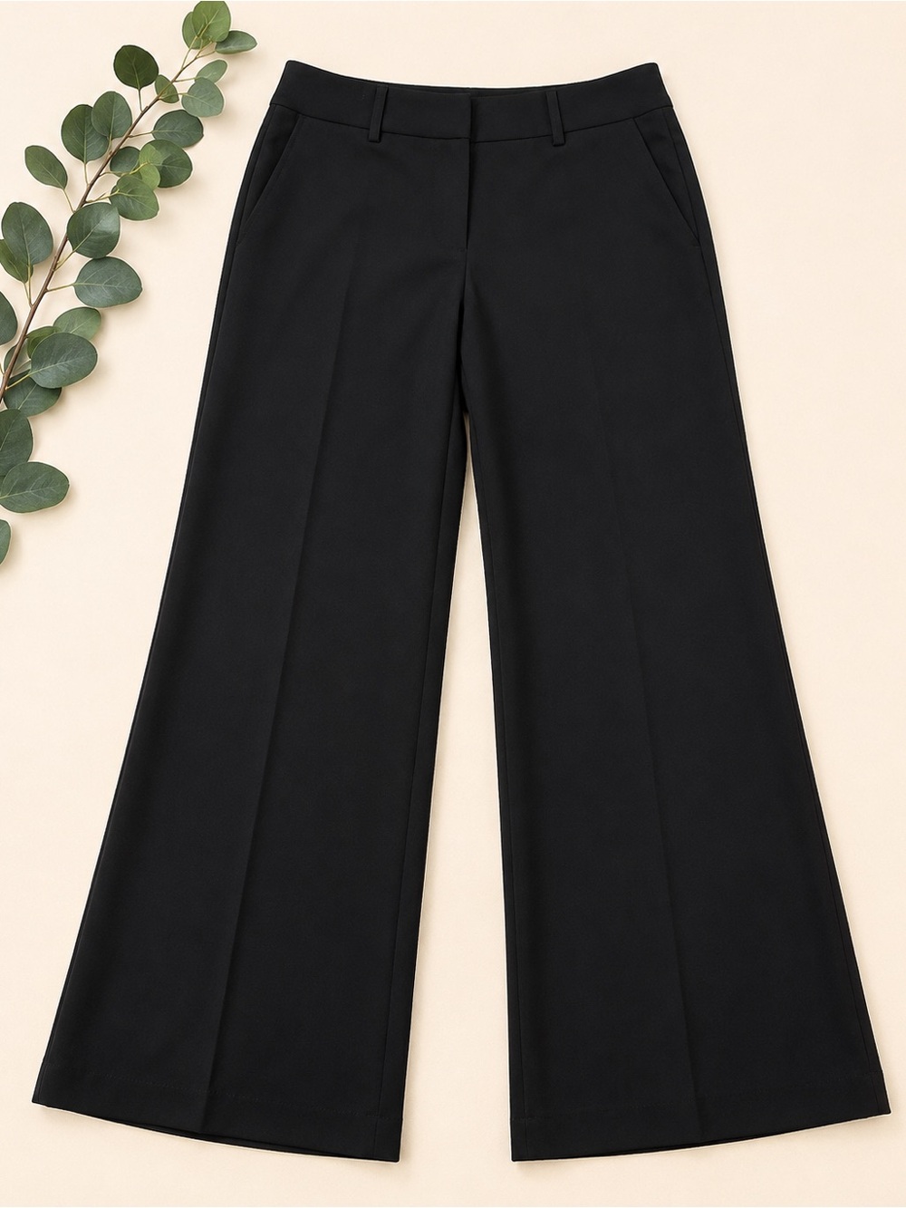 Lane Bryant Black Wide Leg Dress Pants 16L Long Stretch Trousers